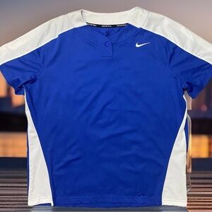 Nike Softball Women’s Blue and White Button Jersey Shirt